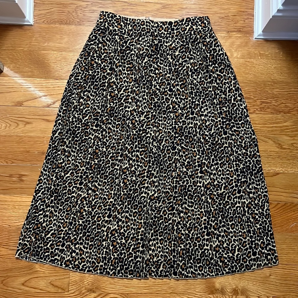 J.Crew Pleated Leopard Midi Skirt Size 0